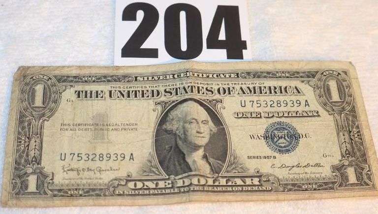 1957B One Dollar Bill $1.00 "Silver Certificate" image