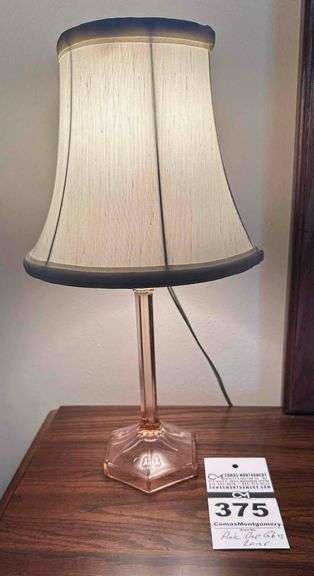 Antique Pink Depression Glass Lamp image