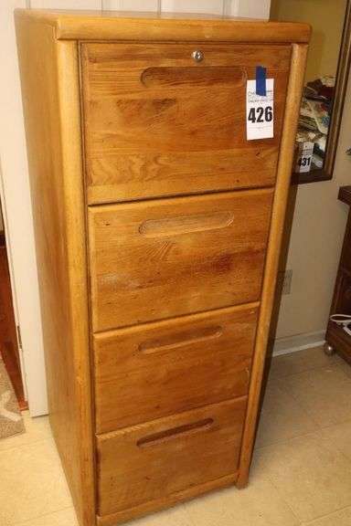 Wood 4 Drawer File Cabinet (some files included) 54"x21"x20" image