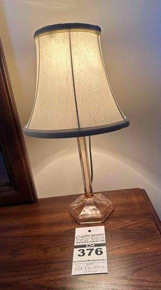 Antique Pink Depression Glass Lamp image