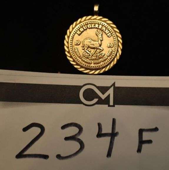 1980 South African Krugerrand Gold Coin Pendant image