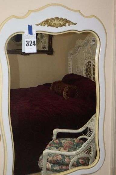 White Wall Mirror with Gold Accent  43.5"x27.5" image