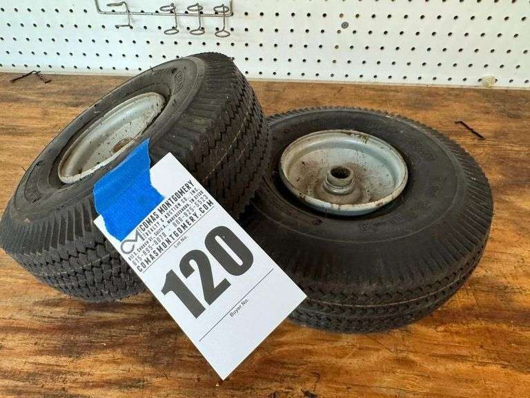 Pair of Cheng Shin 4.10/3.50-4 Tires on Wheels image