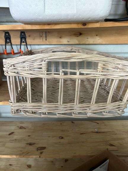 White Washed Wicker Basket 16”x 15”x 8” image