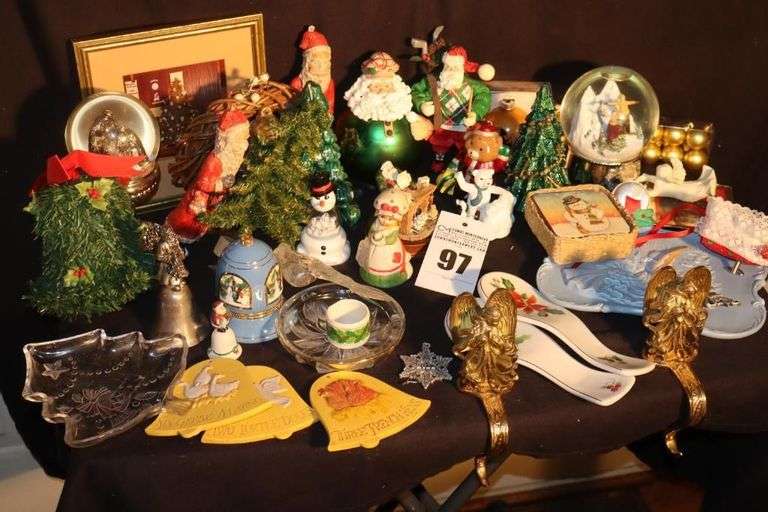 Variety of Christmas Items: Decorations, Water Globes, Stocken Holders, Santa etc. image