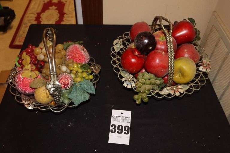 2 Baskets with Fruit (Silver Plate & Decorative Metal image