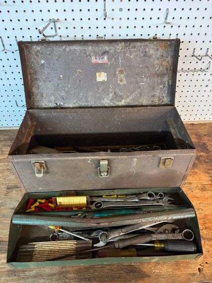 Metal Toolbox with Assorted Tools image