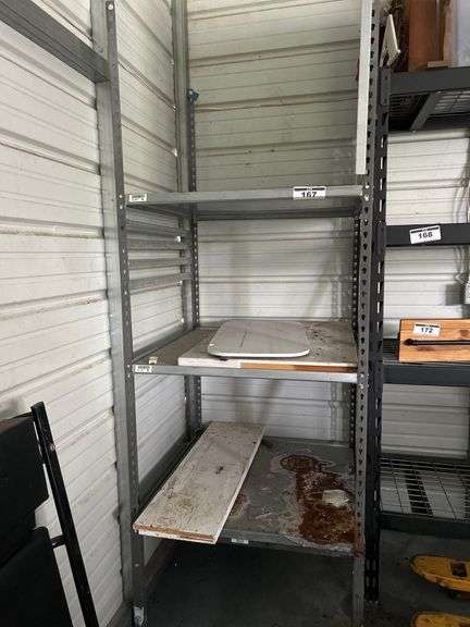 34” Square Metal Shelf Approx 61/2 Ft Tall image