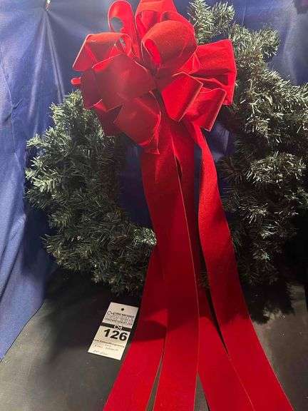 Green Xmas Wreath with Red Bow image