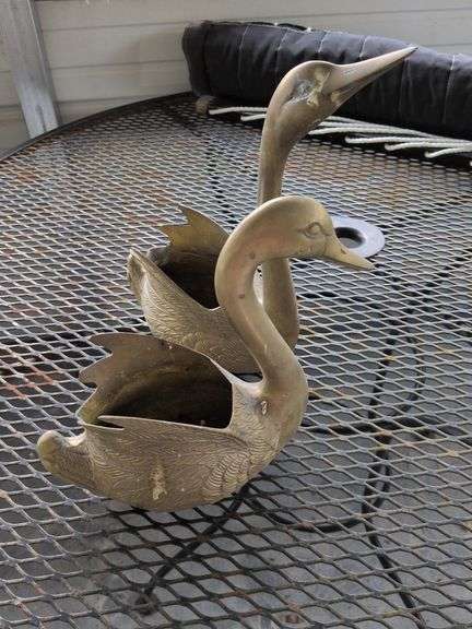 2 Large Brass Swans image