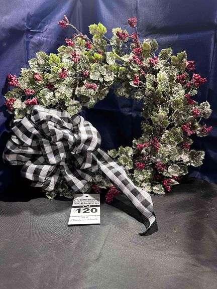 Christmas Wreath with Black & White Bow image