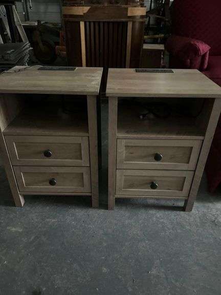 2 Nightstands with Drawers and Electric image