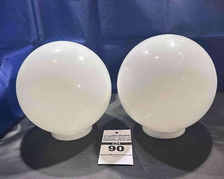 2 Milk Glass Ball Globes image
