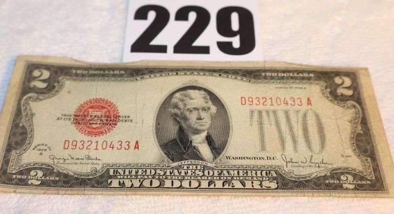 Two Dollar Bill $2.00 1928 G Series Red Stamp image