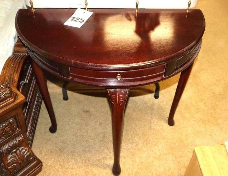 Wood Dark Wood Half Side Table 29"x29"14.5" image