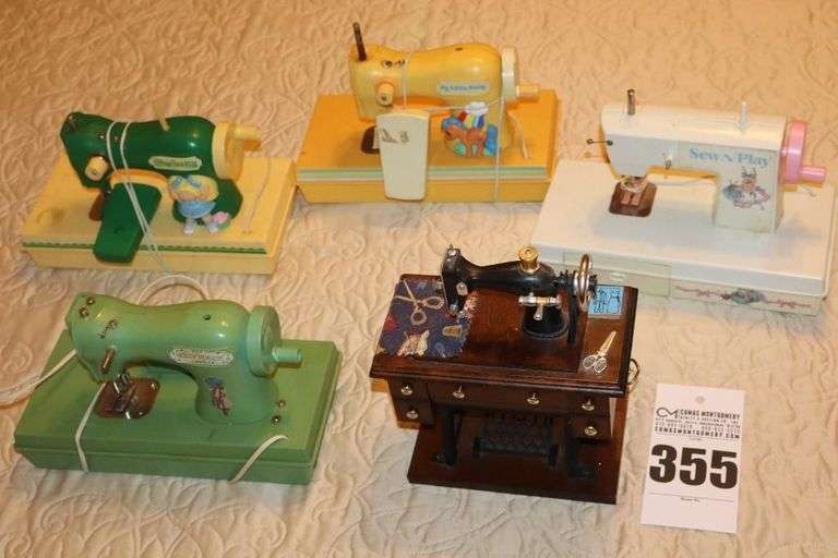 4 Small Plastic Sewing Machines (My Little Pony, Sew & Play, Holly Hobbie, Cabbage Patch) & sewing Machine Music Box image