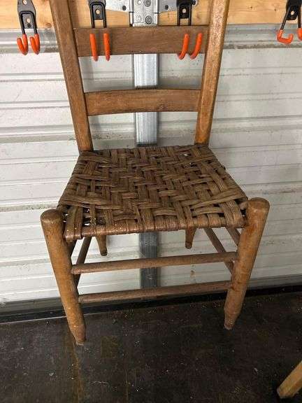 Woden Ladder Back Chair with Woven Rush Seat image