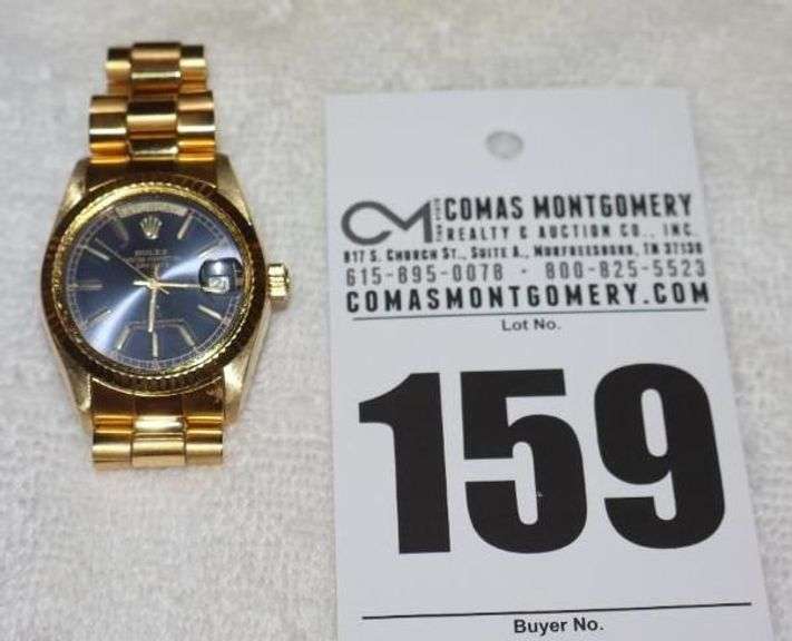 Rolex Replica President Day-Date With Blue - Yellow Gold image