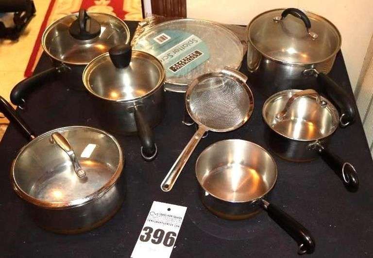 Variety of Revere Cook Pots and Pans, Screen & Strainer etc. (some lids) image