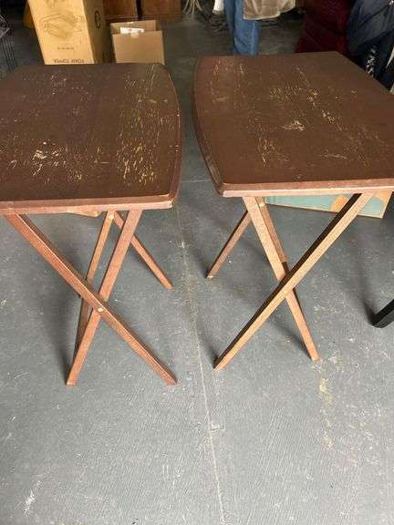 Pair of Wood Folding Tv Trays image