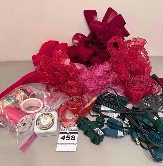 Lot of Christmas Bows, Power Plugs, Timers image