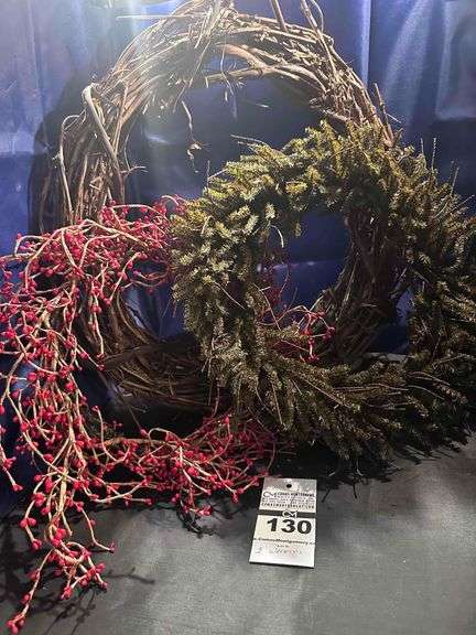 3 Chrristmas Wreaths (grape vine, green pine & Red Berry) image
