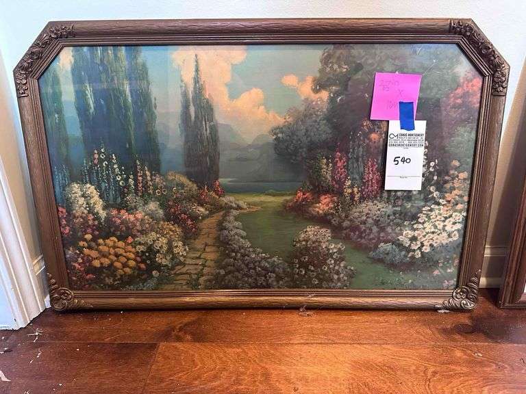 Picture - Antique - "English Garden" by R. Atkinson image