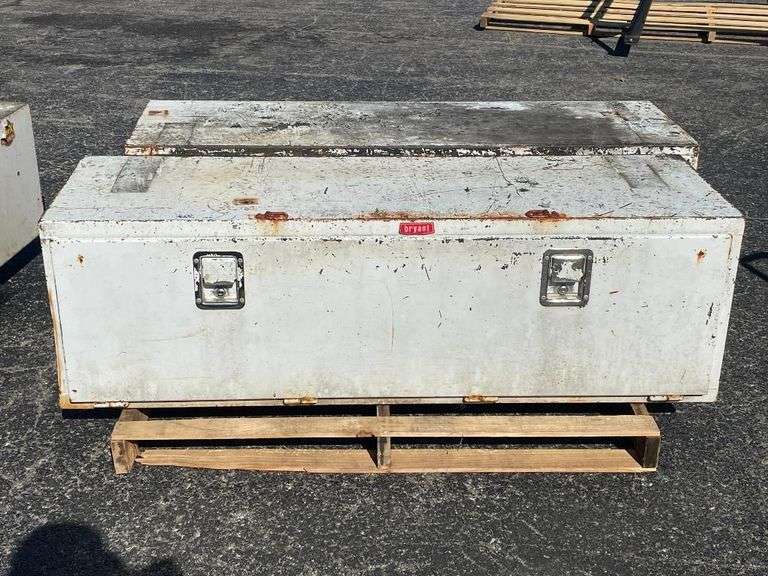 Two Metal Utility Toolboxes (1 labeled Bryant) for Vehicle - 60"W x 18"D x 18"H image