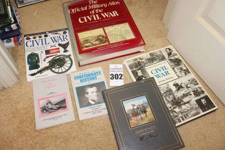 Variety of Coffee table Hardback Books on Civil War: Military Atlas, Jackson & Lee, Pictorial History, Jefferson Davis etc. image