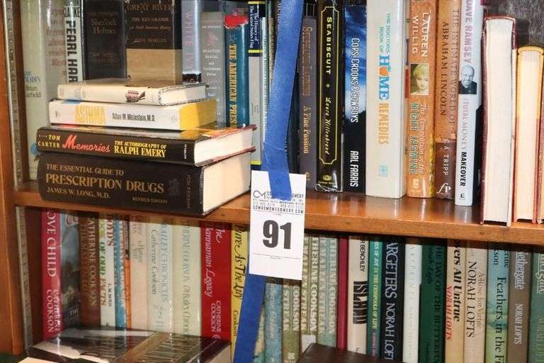 2 Shelves of Variety of Books: Novels (several by Catherine Cookson), Medical Books, Biographies, Etc.                                 **Buyer Bring Boxes to remove from shelves image