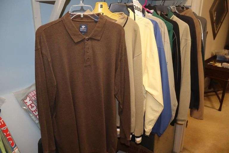 12 Like New Men's Pullover Golf Shirt/Jackets with zipper or button top: Ashworth, Pebble Beach, John Ashford etc. image