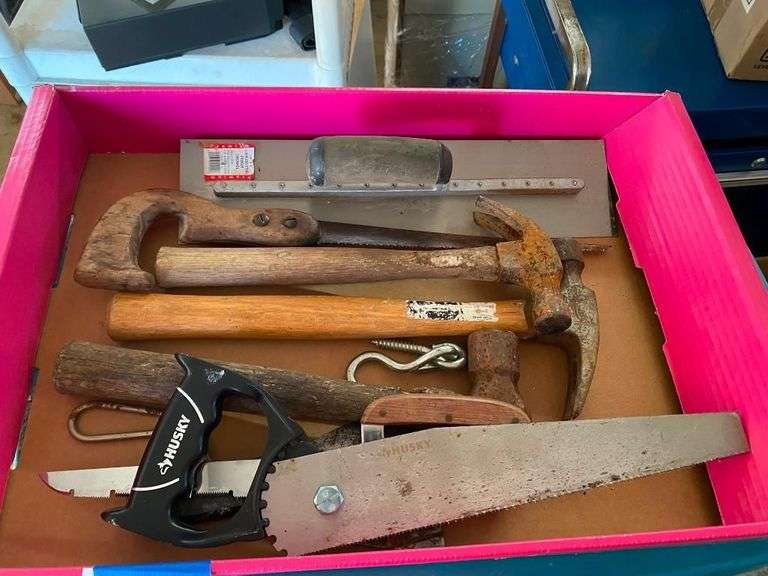Mixed Lot of Hand Tools - Saws, Hammers, Trowel, and More image