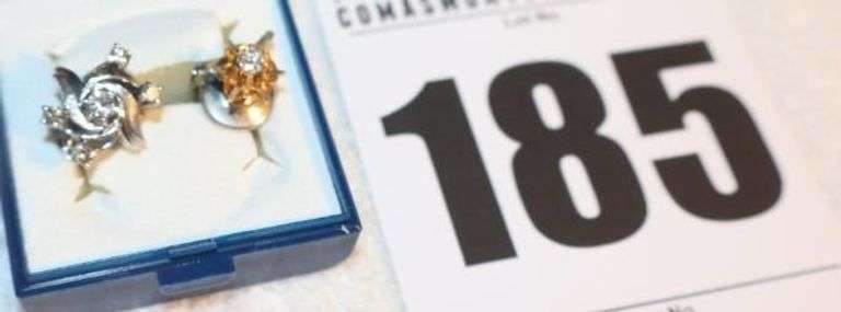 2 Diamond Tie Clasp (one Gold one silver with 5 chips) image