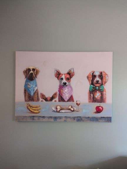 43 1/4 x 31.5 Dog Oil Painting  Canvas that has been Hand-Embellished with Textured Brush Strokes. image