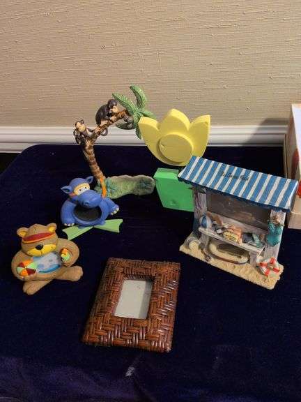 Home Decor, 4 Picture Frames, Monkey Statue and Foam Flower image