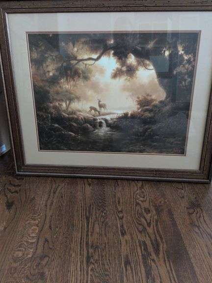 Deer at Stream Print 33 x 27 image