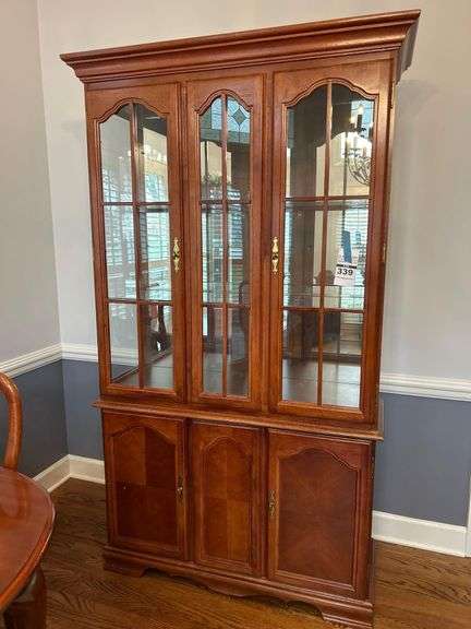Lighted China Cabinet with Glass Shelves and Mirrored Back 46”x17”x 80” image