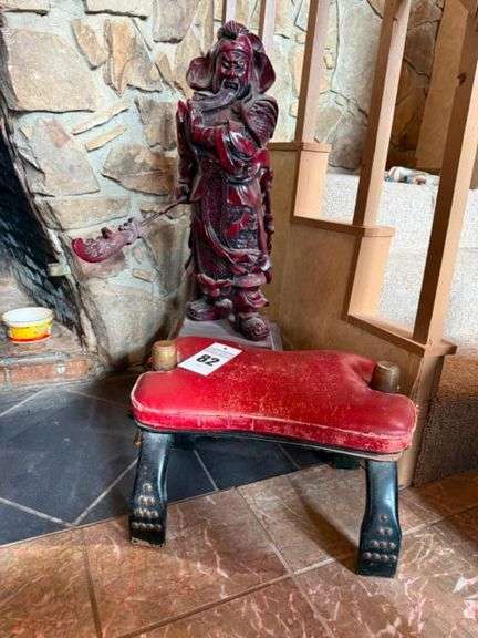 Guan Yu Statue and Camel Saddle Stool image