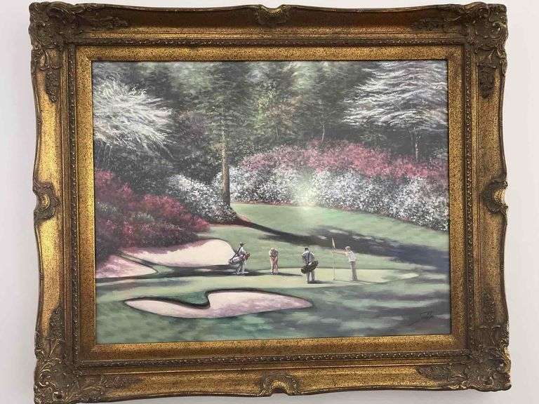Gold Framed Golf Picture - 36”x29” image