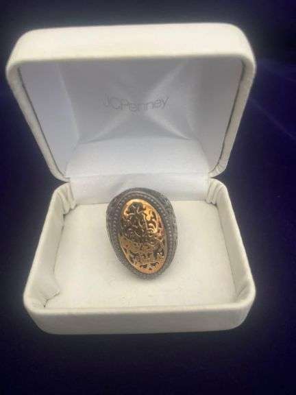 Sterling Silver Ring with Hollow Ornate Dome ring. image