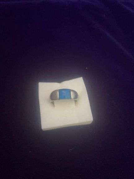 Silver Ring with Blue Inlay. image