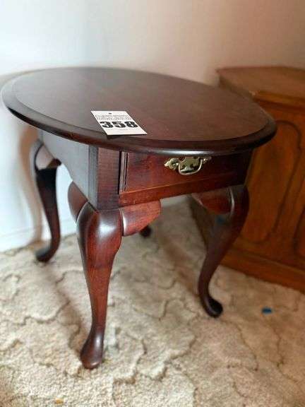 Oval Wood Table with Drawer image