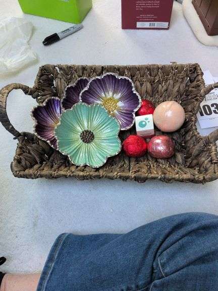 Basket with Soap Dishes and Soaps image