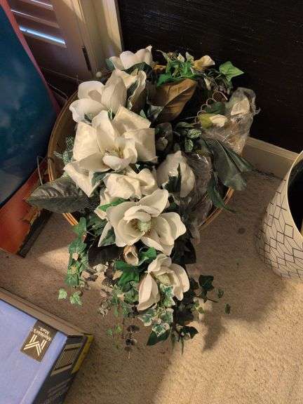 Basket of Artificial Magnolia Flowers image