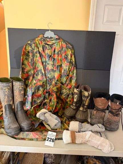 Camo poncho, boots, socks image
