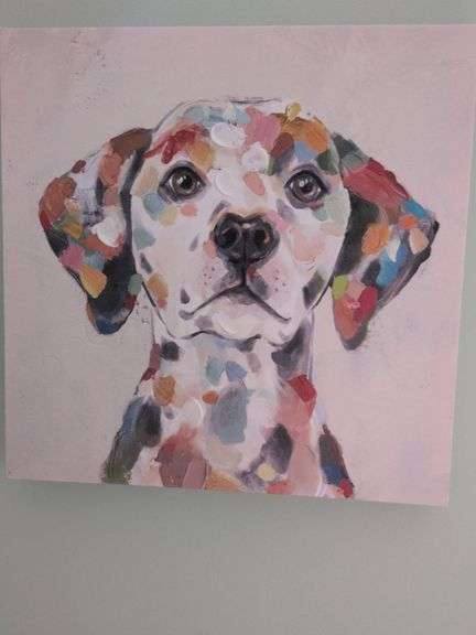 12 x 12 Dog Oil Painting  Canvas that has been Hand-Embellished with Textured Brush Strokes. image