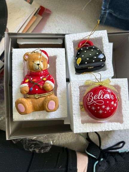 Set of 3 Porcelain Ornaments- New In Box image