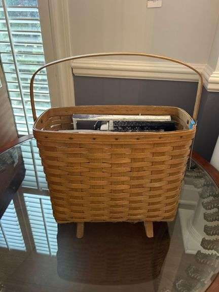 Vintage Longaberger Woven Magazine Holder with Contents image