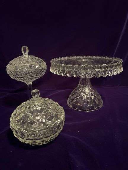 Anchor Hocking - 2 Covered Dishes and a 10” Cake Plate on Stand image