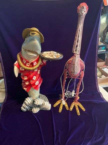 30” Shark Decor and 35.5” Lighted Flamingo image